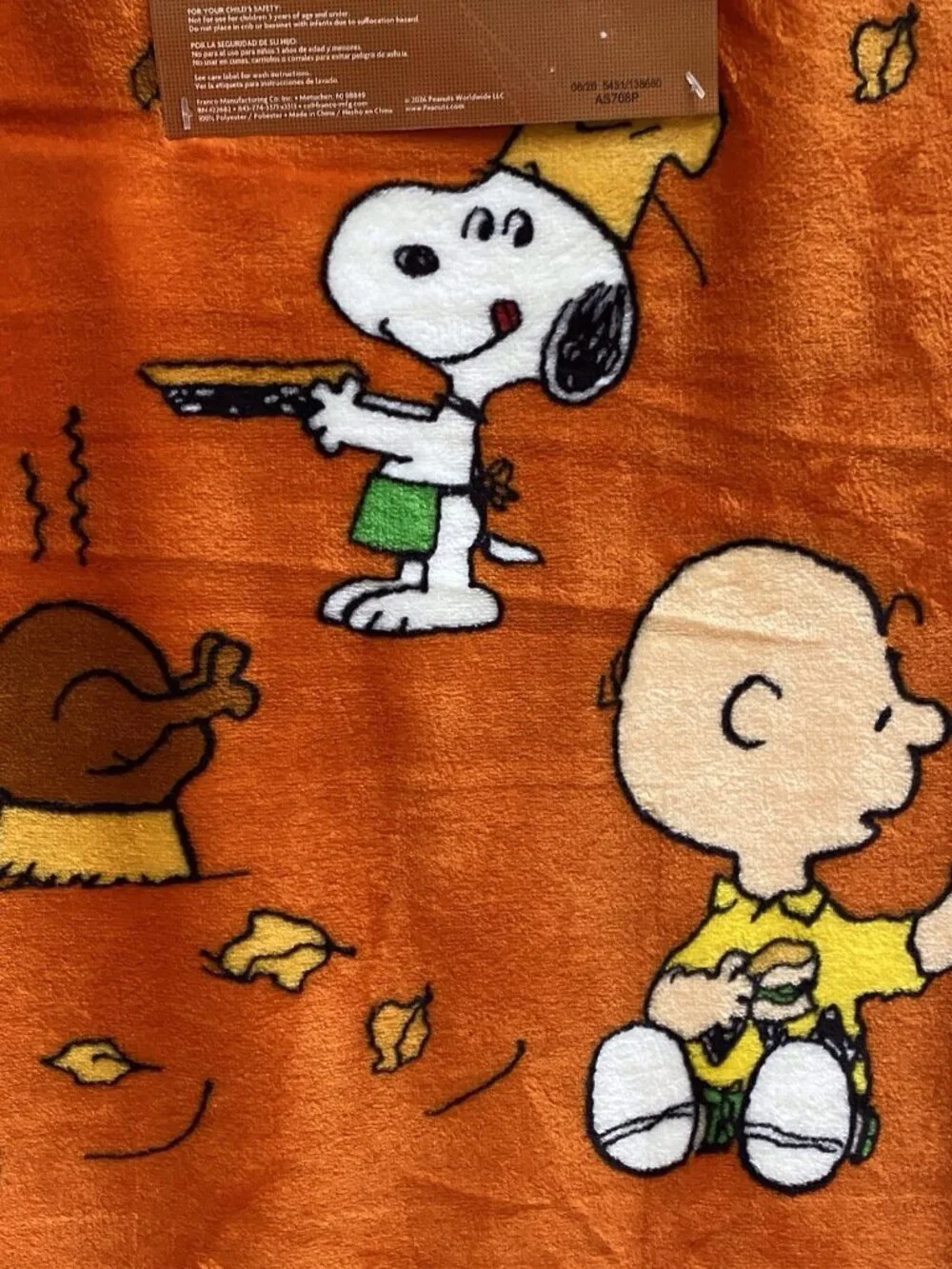 Peanuts Snoopy Charlie Brown Fall Thanksgiving Throw Blanket 50” X 70” NEW